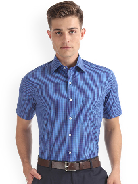 

Arrow Men Blue Regular Fit Checked Semiformal Shirt