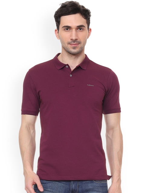 Van Heusen Men Purple Solid Polo Collar T-shirt