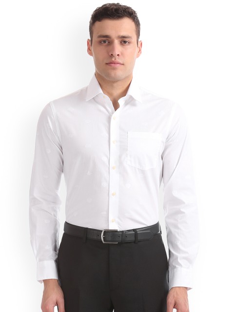 

Arrow Men White Slim Fit Self Design Formal Shirt
