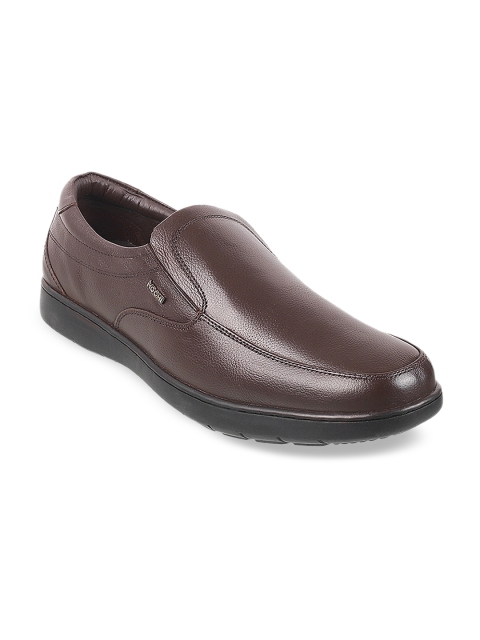 

Mochi Men Brown Leather Formal Slip-Ons