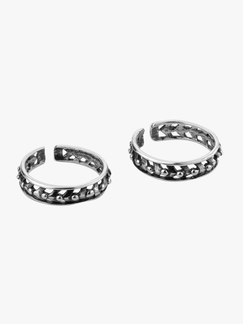 

Peora Women Set of 2 Oxidised 925 Sterling Silver-Toned Adjustable Toe Rings