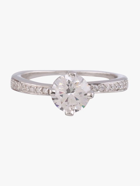 

Peora Women Silver-Plated 925 Sterling Silver Cubic Zirconia Rhodium-Plated Finger Ring