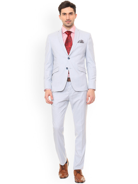 

V Dot Men Grey Solid Slim-Fit Single-Breasted Suit