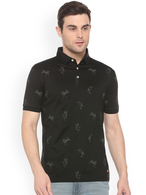 SIMON CARTER LONDON Men Black Printed Polo Collar T-shirt