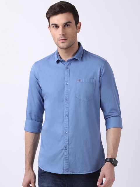 

THE BEAR HOUSE Men Blue Slim Fit Solid Casual Shirt