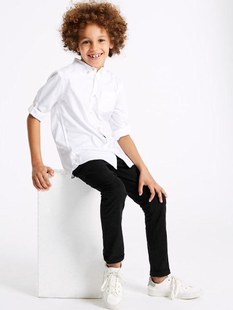 

Marks & Spencer Boys Black Slim Fit Solid Regular Trousers