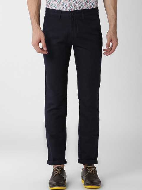 

Peter England Casuals Men Navy Blue Slim Fit Solid Regular Trousers