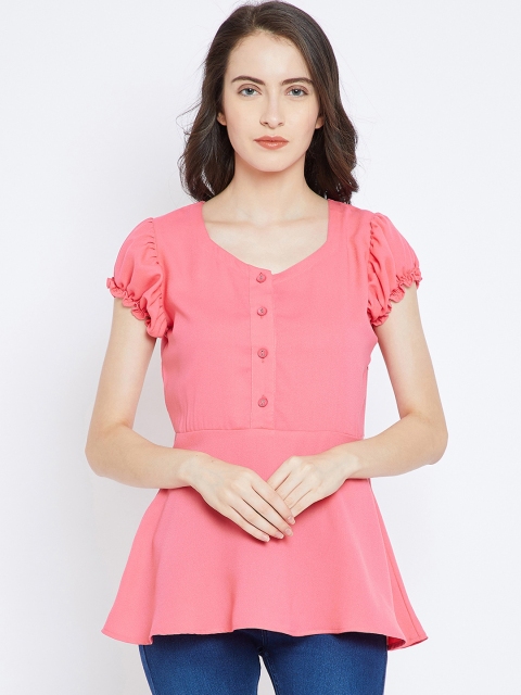 

Imfashini Women Pink Solid Peplum Top