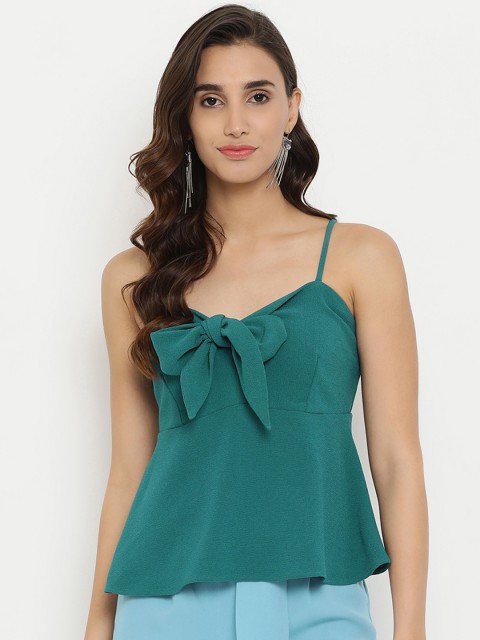 

Kazo Women Green Solid Peplum Top