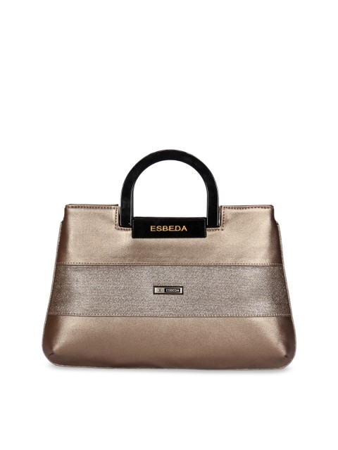 

ESBEDA Gunmetal-Toned Striped Handheld Bag, Metallic