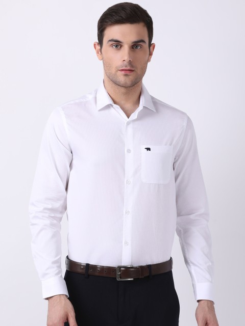 

THE BEAR HOUSE Men White Slim Fit Self Design Formal Shirt