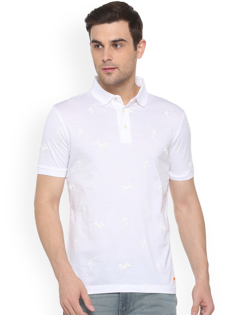 

SIMON CARTER LONDON Men White Printed Polo Collar T-shirt