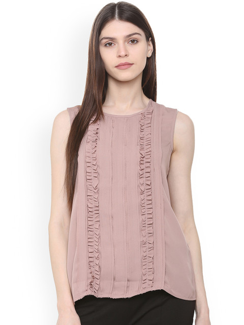 

Van Heusen Women Pink Solid A-Line Top