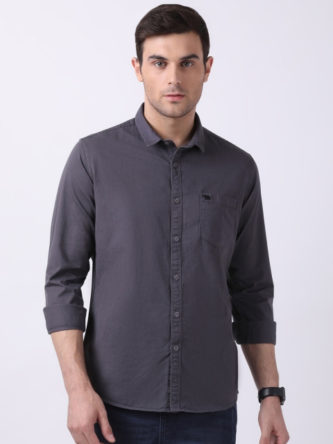 

THE BEAR HOUSE Men Grey Slim Fit Solid Casual Shirt