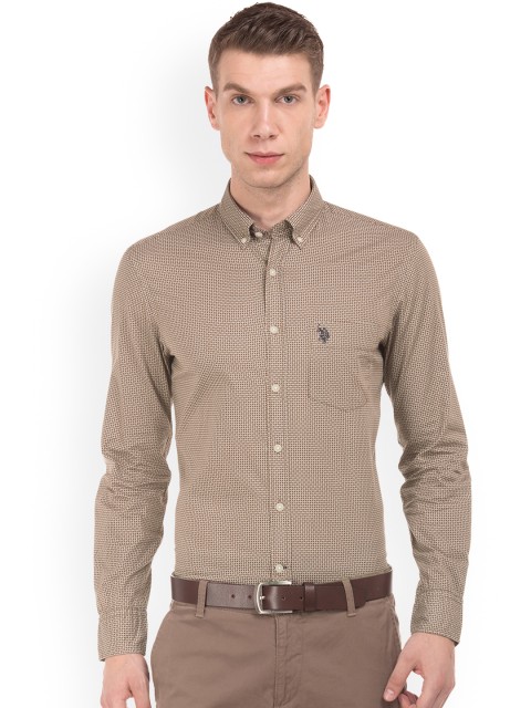 

U.S. Polo Assn. Men Brown Regular Fit Printed Casual Shirt