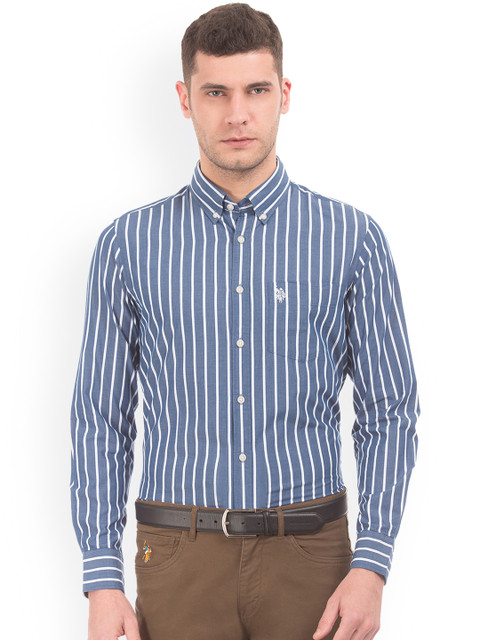 

U.S. Polo Assn. Men Blue Regular Fit Shirt
