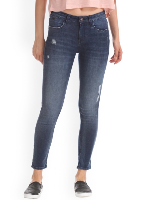 

Ed Hardy Women Blue Super Skinny Fit Mid-Rise Low Distress Stretchable Jeans