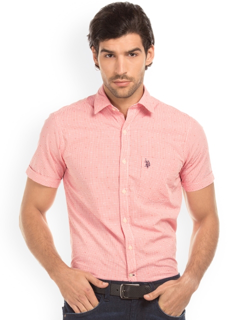 

U.S. Polo Assn. Men Red Regular Fit Checked Casual Shirt