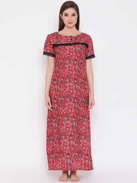 

Clovia Red Printed Maxi Nightdress NS1141P04XXL