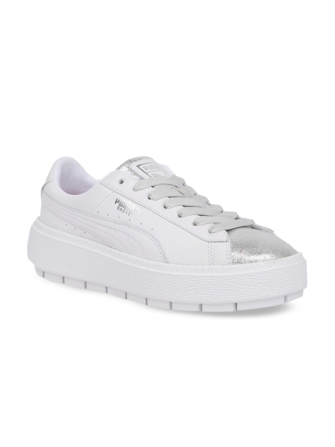 

Puma Women White Platform Trace Bio Hacking Leather Sneakers