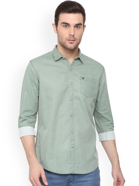 

Solly Jeans Co. Men Sea Green Regular Fit Striped Casual Shirt