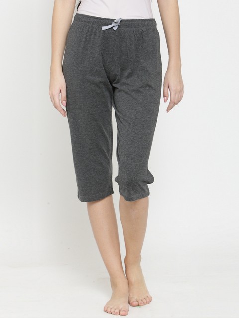 

Slumber Jill Women Charcoal Grey Solid Regular Fit Capri