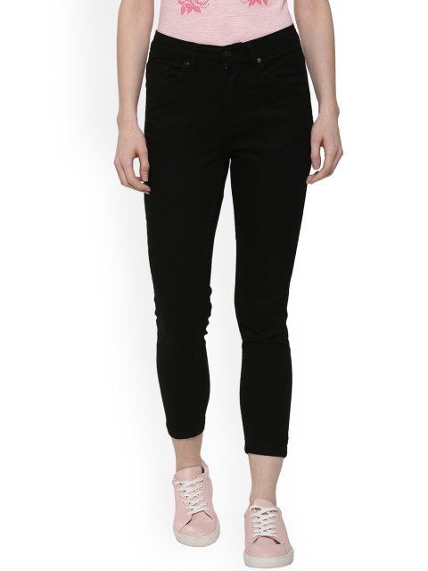 People Women Black Slim Fit Mid-Rise Clean Look Stretchable Jeans