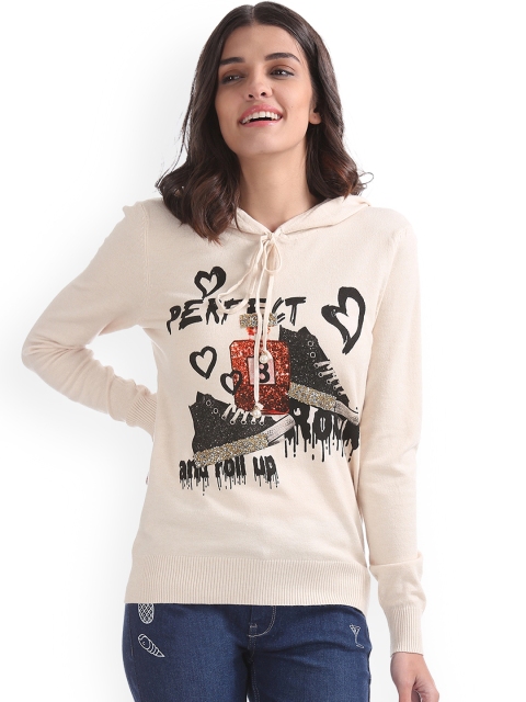 

Flying Machine Women Beige Printed Sweater