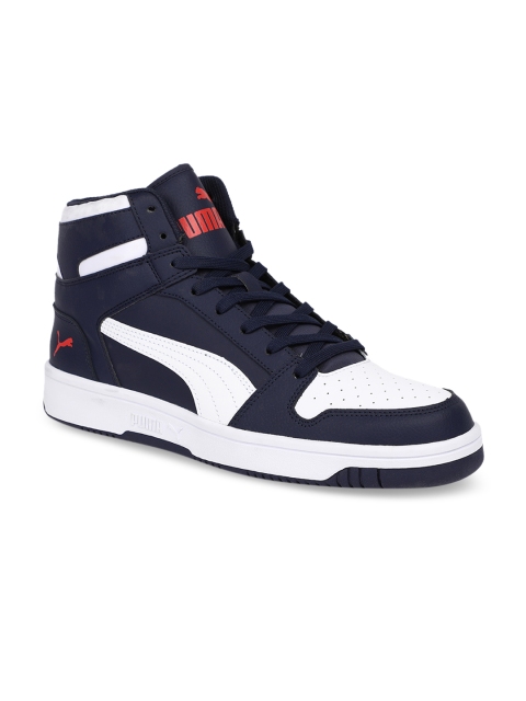 

Puma Men Navy Blue Colourblocked Rebound LayUp SL Leather Mid-Top Sneakers