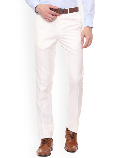 

V Dot Men White Slim Fit Solid Regular Trousers