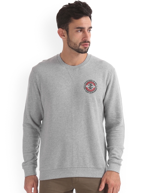 

IZOD Men Grey Solid Sweatshirt