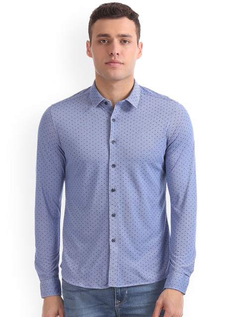 

Arrow Sport Men Blue Regular Fit Self Design Casual Shirt