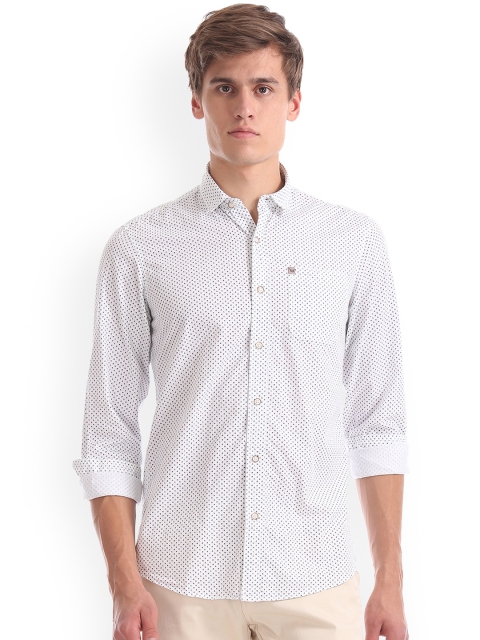 

Arrow Blue Jean Co. Men White Slim Fit Printed Casual Shirt