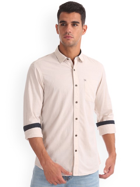 

Arrow Blue Jean Co. Men Beige Slim Fit Solid Casual Shirt