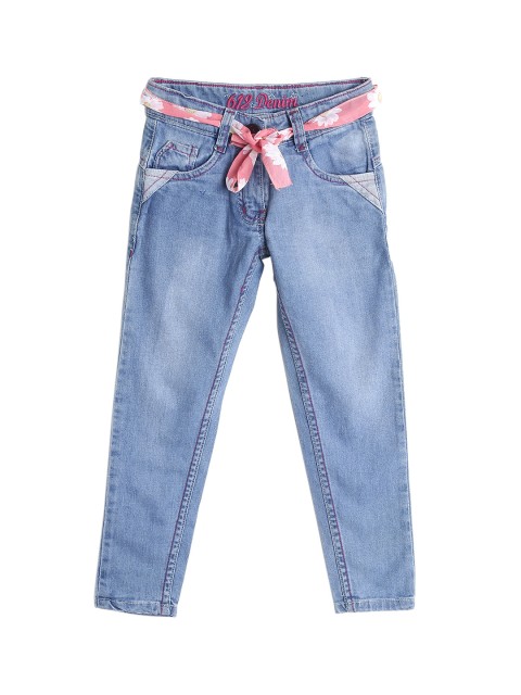 

612 league Girls Blue Regular Fit Mid-Rise Clean Look Jeans