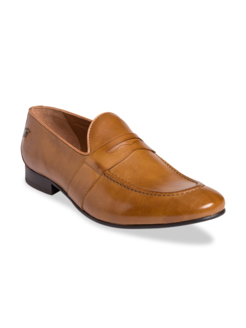

TONI ROSSI Men Tan Brown Leather Formal Slip-Ons