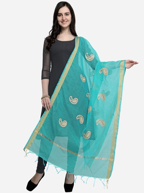 

mf Sea Green Embroidered Dupatta
