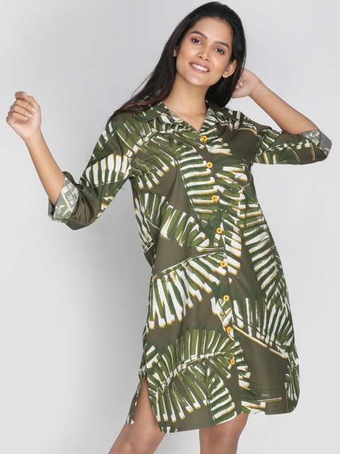 

Clt.s Women Green Printed Sleep Shirt C788