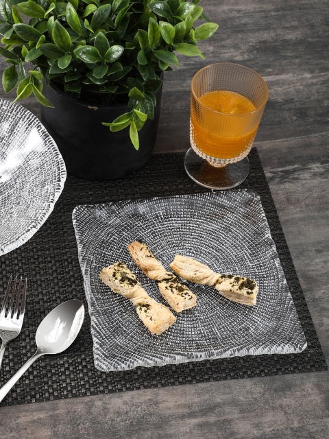 

Pure Home and Living Square Textured Diamante Appetizer Platter, Transparent