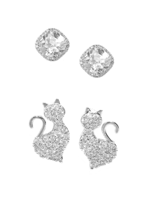 

PRITA Silver-Toned Set of 2 Contemporary Studs