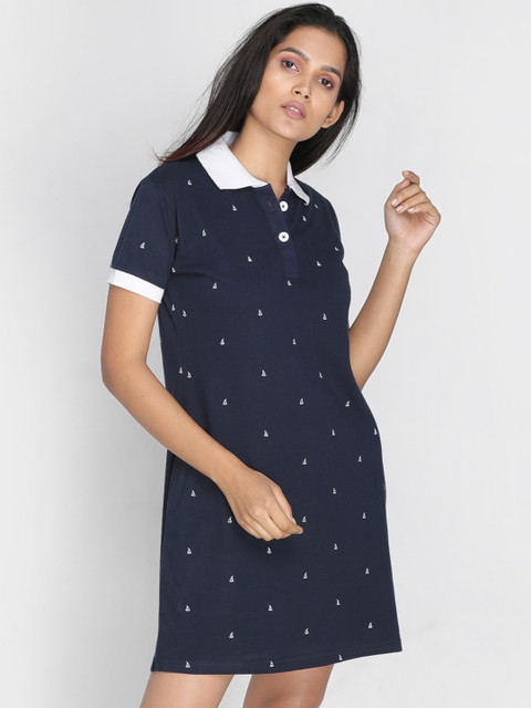 

Clt.s Navy Blue Printed Nightdress C658