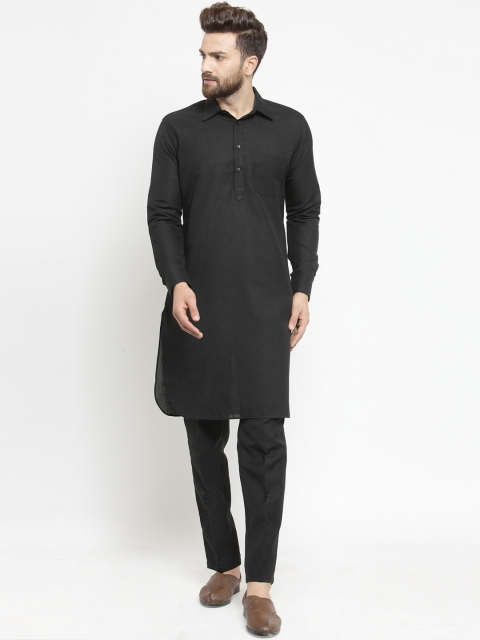 

TREEMODA Men Black Solid Pathani Kurta with Pyjamas