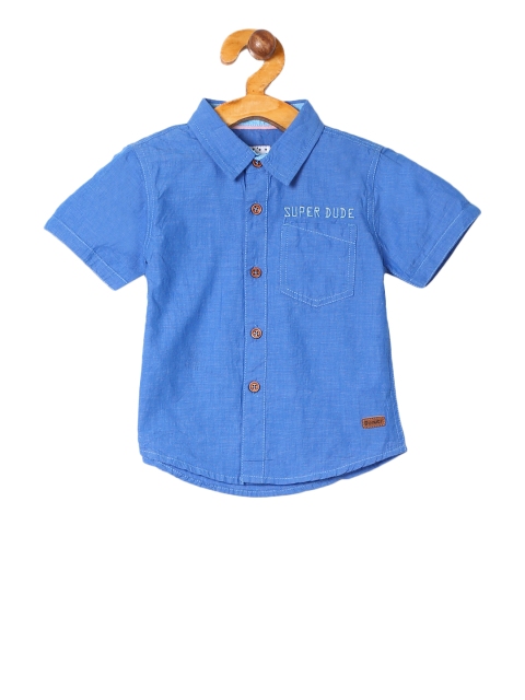 

Donuts Boys Blue Regular Fit Solid Casual Shirt