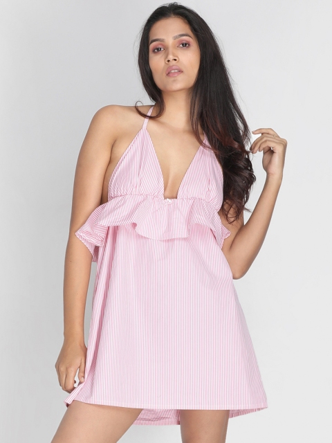 

Clt.s Women Pink Striped A-Line Dress
