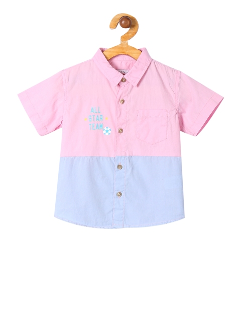 

Donuts Boys Pink & Blue Regular Fit Colourblocked Casual Shirt