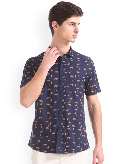 

Colt Men Navy Blue Regular Fit Printed Casual Shirt