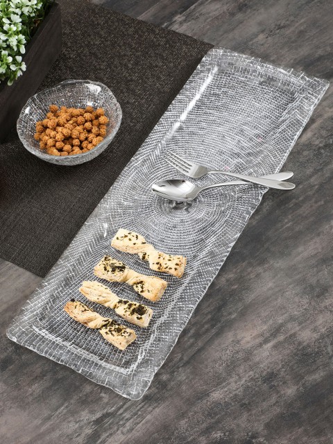 

Pure Home and Living Transparent Textured Glass Tray
