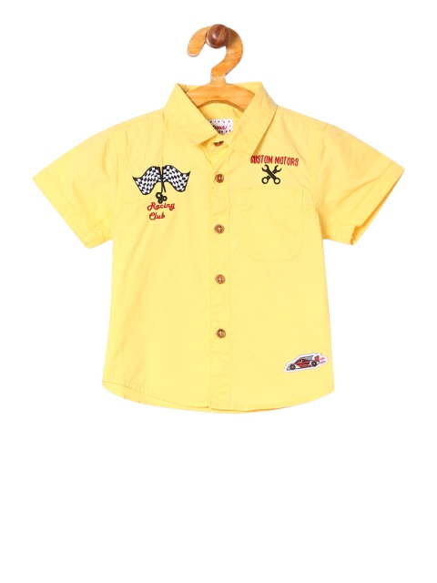 

Donuts Boys Yellow Regular Fit Self Design Casual Shirt