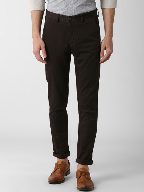 

Peter England Men Black Slim Fit Solid Regular Trousers