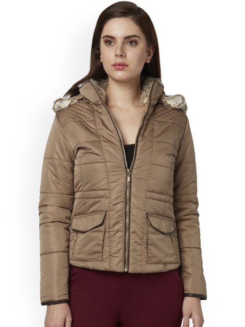 

Park Avenue Women Khaki Solid Puffer Jacket